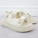 Womens cream platform sandals Potocki PY16337 - Image 3