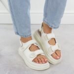 Womens cream platform sandals Potocki PY16337 - Image 7