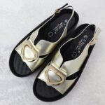 Womens gold leather wedge sandals S.Barski KV51-031 - Image 3