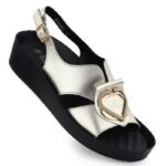 Womens gold leather wedge sandals S.Barski KV51-031 - Image 4