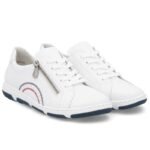 Womens leather ankle boots with zipper, white, Rieker 42424-80 - Image 3