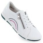 Womens leather ankle boots with zipper, white, Rieker 42424-80