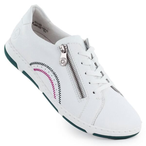 Womens leather ankle boots with zipper, white, Rieker 42424-80