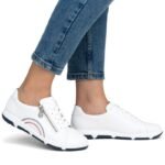 Womens leather ankle boots with zipper, white, Rieker 42424-80 - Image 5