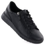 Womens leather high-heeled shoes, black, Jezzi 138