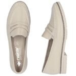 Womens leather loafers lords beige Rieker 75300-63 - Image 3