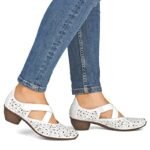 Womens leather openwork high-heeled shoes, white, Rieker 43773-80 - Image 6