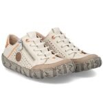 Womens leather openwork shoes, beige, Rieker L0355-61 - Image 2