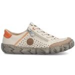 Womens leather openwork shoes, beige, Rieker L0355-61 - Image 4