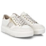 Womens leather platform sneakers in beige Rieker M1912-80 - Image 2