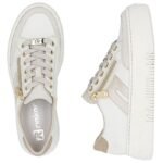 Womens leather platform sneakers in beige Rieker M1912-80 - Image 3