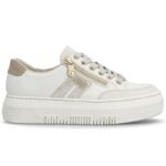 Womens leather platform sneakers in beige Rieker M1912-80 - Image 4