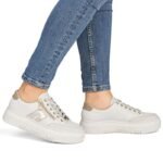 Womens leather platform sneakers in beige Rieker M1912-80 - Image 6