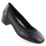 Womens leather pumps with low heels, black, Rieker 43452-00