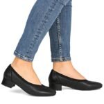 Womens leather pumps with low heels, black, Rieker 43452-00 - Image 6