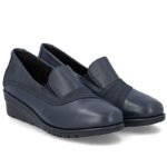 Womens leather wedge shoes, navy blue, Rieker L5356-14 - Image 2