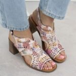 Womens openwork floral high-heeled sandals Jezzi 24125 - Image 7