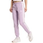 adidas Essentials 3-Stripes Fleece Slim Womens Pants Pink JY3097