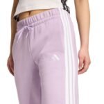 adidas Essentials 3-Stripes Fleece Slim Womens Pants Pink JY3097 - Image 5