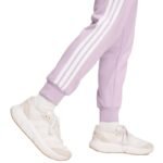 adidas Essentials 3-Stripes Fleece Slim Womens Pants Pink JY3097 - Image 6