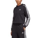 adidas Essentials 3-Stripes French Terry Crop Hoodie W IC8767 - Image 4