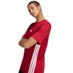adidas Essentials 3-Stripes Mens T-Shirt Red KD4865 - Image 3