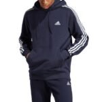 Adidas Essentials French Terry 3-Stripes Hoodie M IC0436 - Image 5