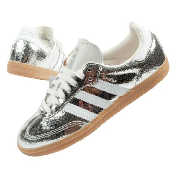Adidas womens sports shoes Samba OG silver sneakers fashionable leather
