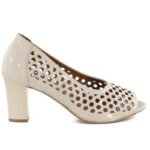 Beige open toe pumps with openwork heel, Jezzi ASA283-7 - Image 2
