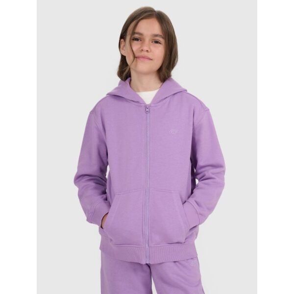 Girls sweatshirt with a hood, 4F 4FJRAW25TSWSF2466-51S