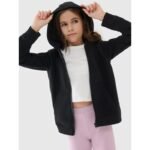 Girls sweatshirt with a zipper and hood 4F 4FJWSS25TSWSF1706-20S - Image 2