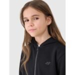 Girls sweatshirt with a zipper and hood 4F 4FJWSS25TSWSF1706-20S - Image 4