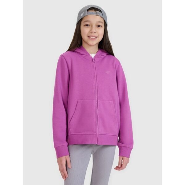 Girls sweatshirt with a zipper and hood 4F 4FJWSS25TSWSF1706-50S