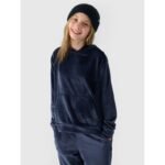 Girls velour sweatshirt with hood, unzipped, 4F 4FJWAW24TSWSF1216-31S