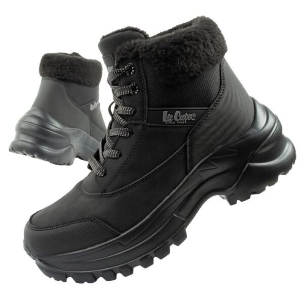 Lee Cooper womens winter hiking sports shoes, insulated, black, lace-up