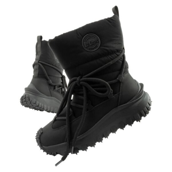 Lee Cooper womens winter hiking sports shoes, insulated, black, natural leather