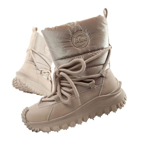 Lee Cooper womens winter trekking sports shoes, insulated, beige, natural leather