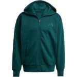 Mens adidas ALL SZN Fleece Full-Zip Sweatshirt Green JX5101 - Image 2