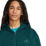 Mens adidas ALL SZN Fleece Full-Zip Sweatshirt Green JX5101 - Image 5