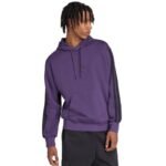Mens adidas Essentials 3-Stripes Fleece Sweatshirt Purple JX0740 - Image 4