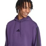 Mens adidas Essentials 3-Stripes Fleece Sweatshirt Purple JX0740 - Image 5