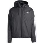 Mens adidas Essentials Climawarm 3-Stripes Insulated Hooded Jacket Black JM4042 - Image 2