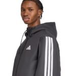 Mens adidas Essentials Climawarm 3-Stripes Insulated Hooded Jacket Black JM4042 - Image 4