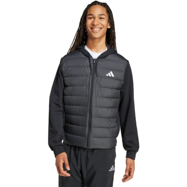 Mens adidas Essentials Climawarm Hybrid Down Hooded Jacket Black KA5251