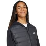 Mens adidas Essentials Climawarm Hybrid Down Hooded Jacket Black KA5251 - Image 6