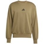 Mens adidas Essentials Feelcozy Fleece Sweatshirt Olive KD5149 - Image 2