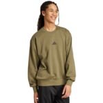 Mens adidas Essentials Feelcozy Fleece Sweatshirt Olive KD5149 - Image 4
