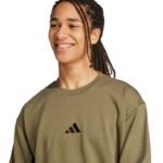 Mens adidas Essentials Feelcozy Fleece Sweatshirt Olive KD5149 - Image 5