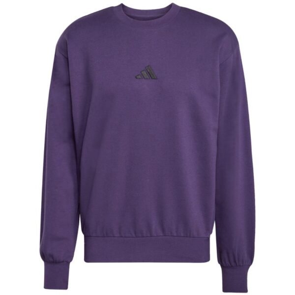 Mens adidas Essentials Feelcozy Fleece Sweatshirt Purple JX3313