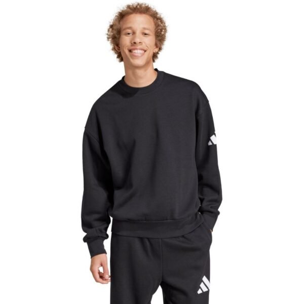 Mens adidas Essentials Loose Fit 3 Bar Logo Sweatshirt Black JF3542